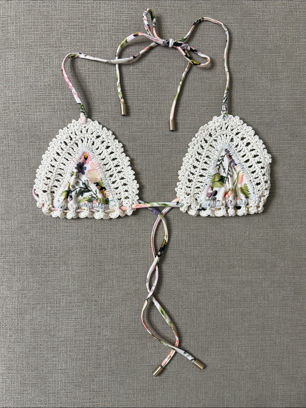 Zimmerman Crochet Trim Floral Triangle Bikini Top